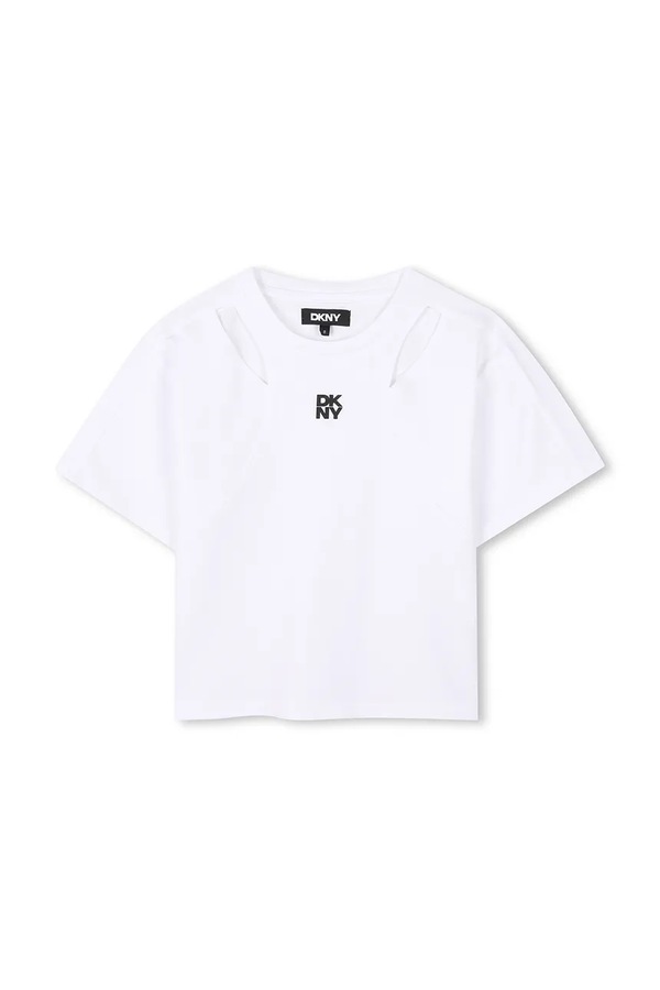 Дитяча бавовняна футболка DKNY колір білий