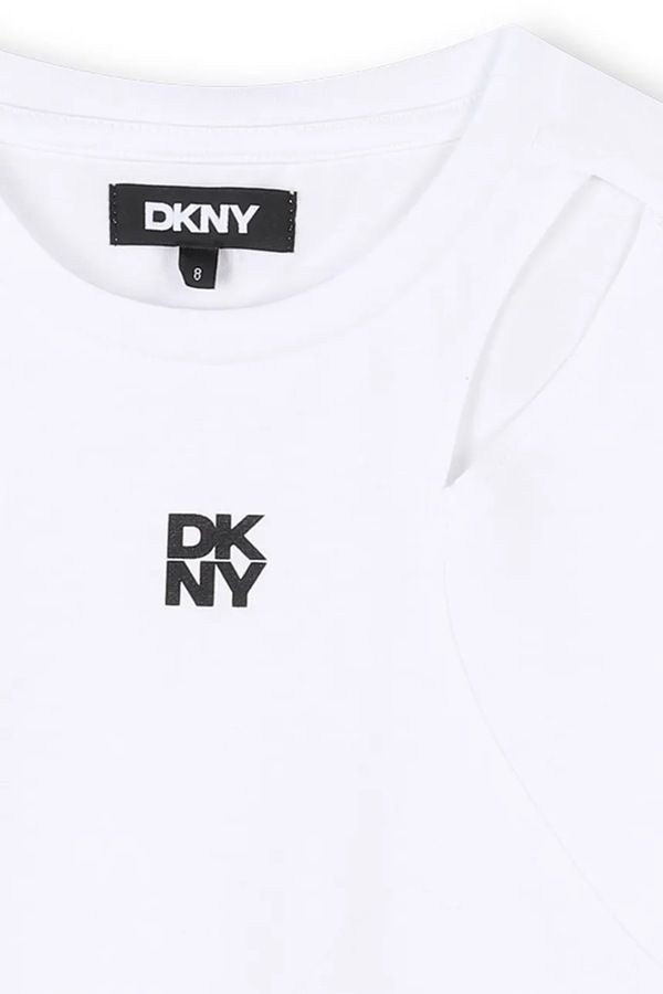 Дитяча бавовняна футболка DKNY колір білий фото 3