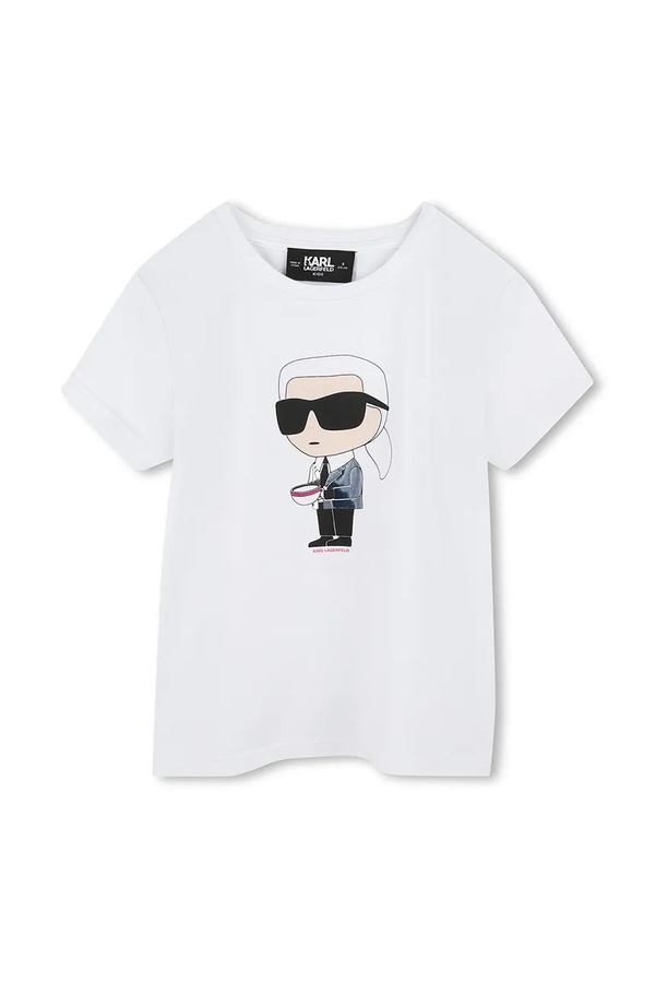 Дитяча бавовняна футболка Karl Lagerfeld колір білий