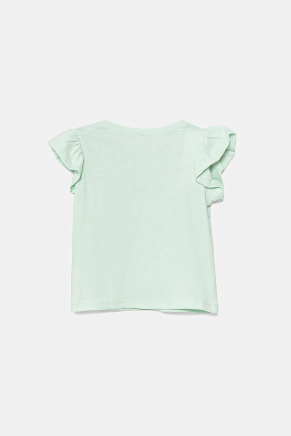Бавовняна футболка для немовлят United Colors of Benetton колір зелений фото 2