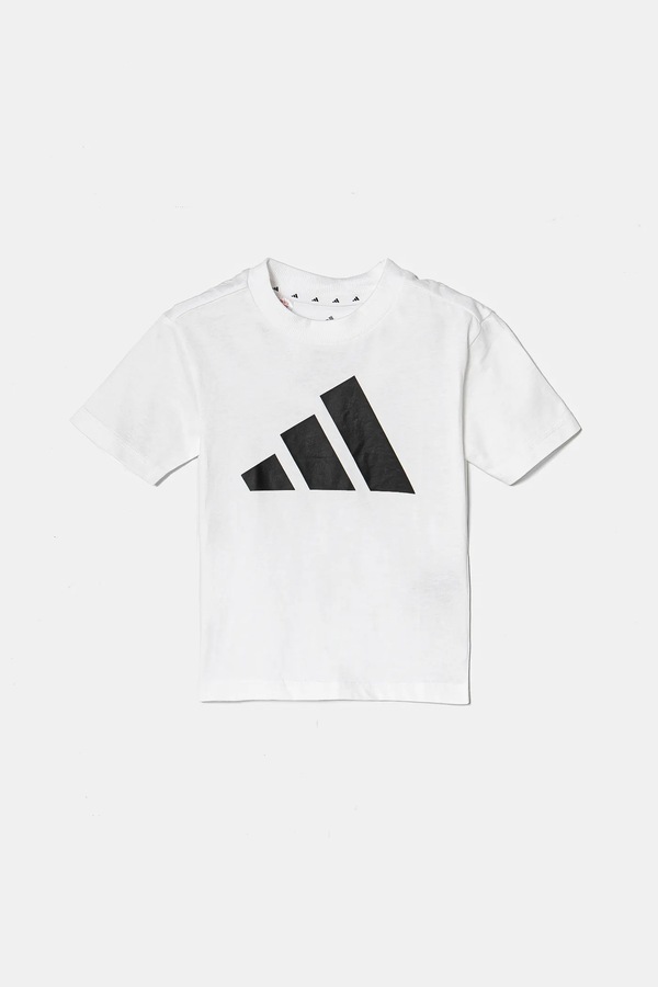 Дитяча бавовняна футболка adidas колір білий фото 2