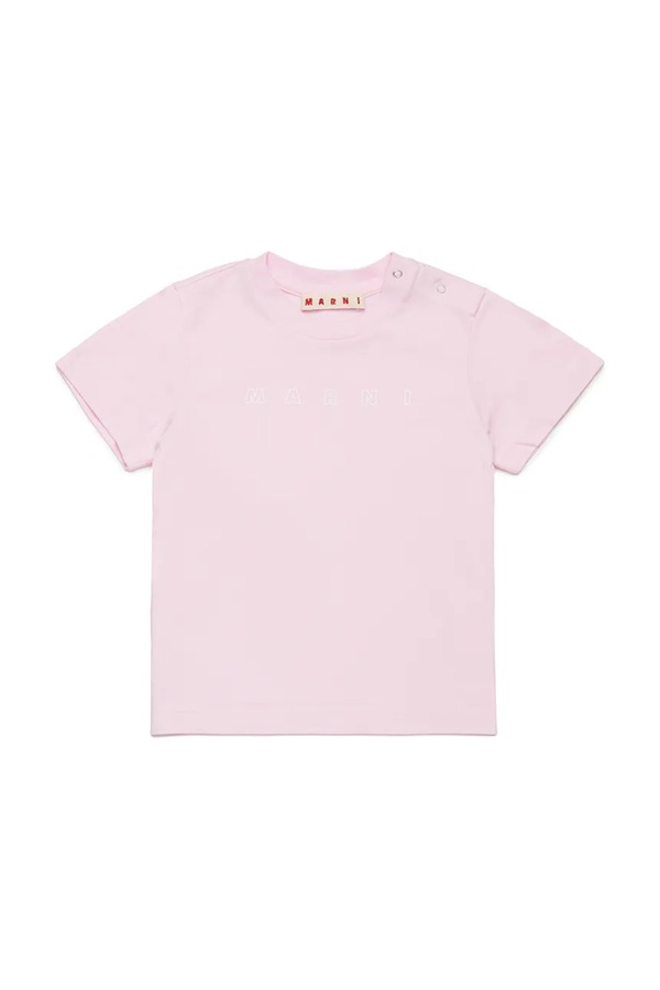 Детская хлопковая футболка Marni MT276B T-SHIRT цвет розовый