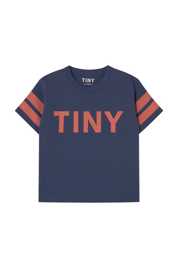 Дитяча бавовняна футболка Tinycottons STRIPES LOGO TEE колір синій