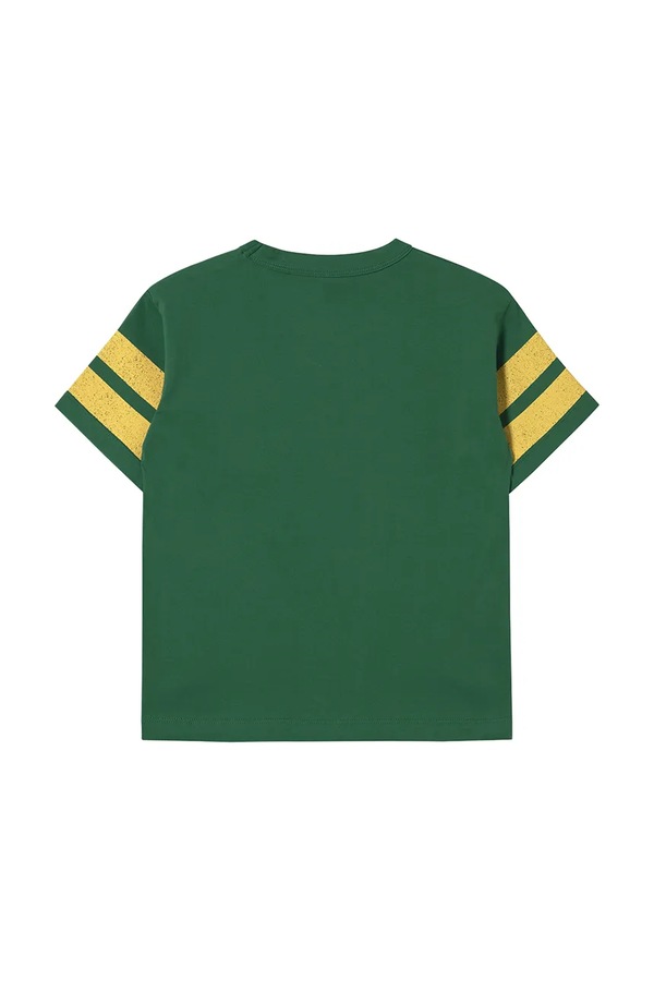Дитяча бавовняна футболка Tinycottons STRIPES LOGO TEE колір зелений фото 3