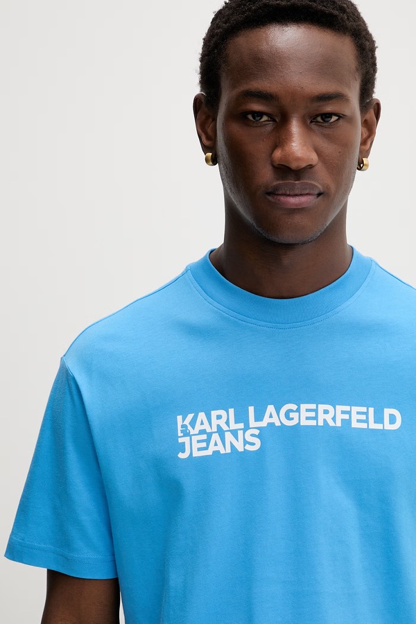 Футболка чоловіча бавовняна Karl Lagerfeld Jeans колір блакитний фото 4