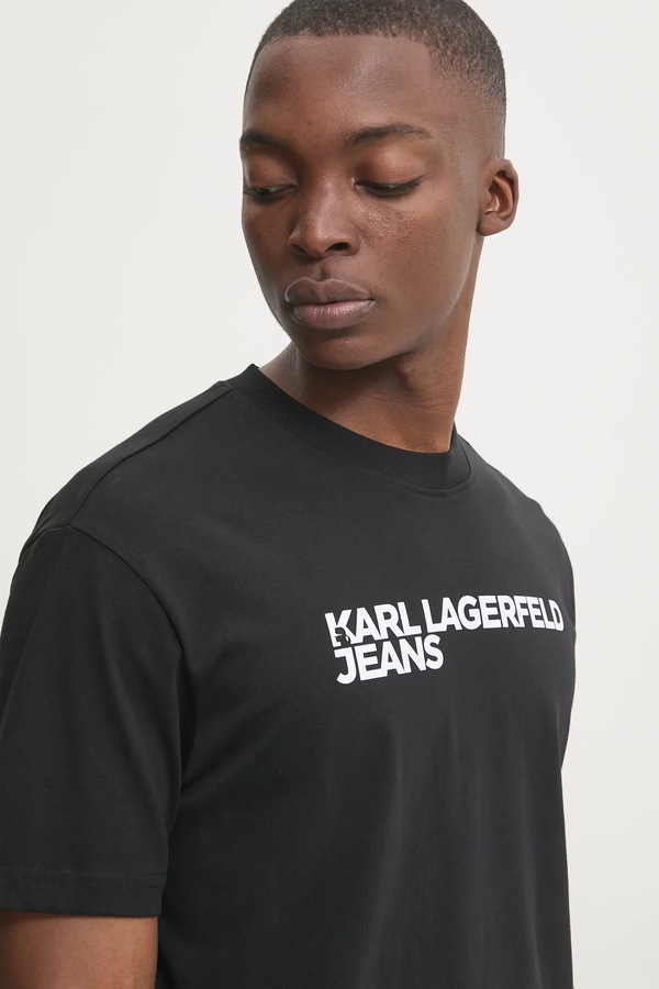 Футболка чоловіча бавовняна Karl Lagerfeld Jeans колір чорний фото 4