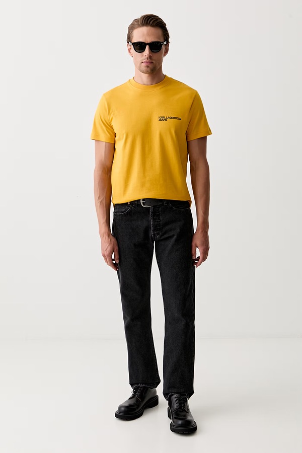 Футболка чоловіча бавовняна Karl Lagerfeld Jeans колір жовтий