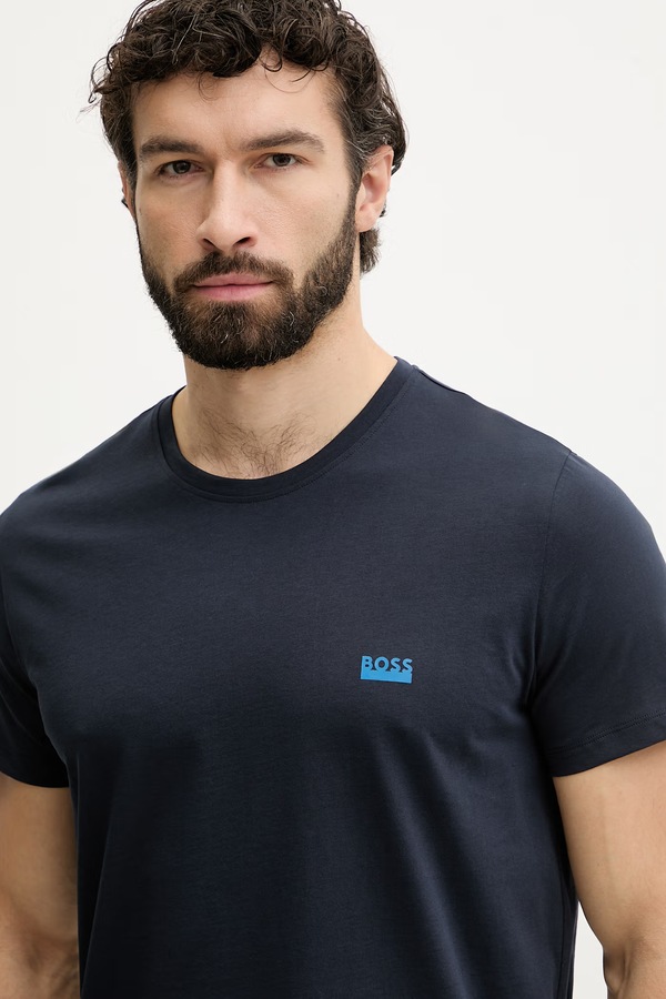 Футболка чоловіча бавовняна BOSS T-ShirtRN 365 колір темно-синій фото 4