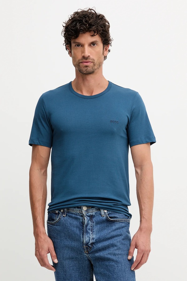 Футболка мужская хлопковая TShirtRN 3P Classic 3 шт. BOSS цвет голубой