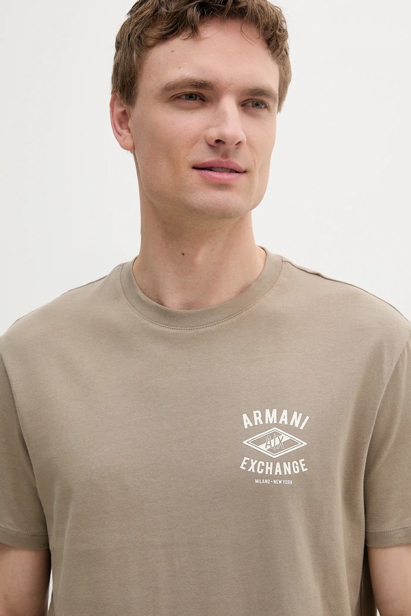 Бавовняна футболка Armani Exchange колір бежевий фото 2