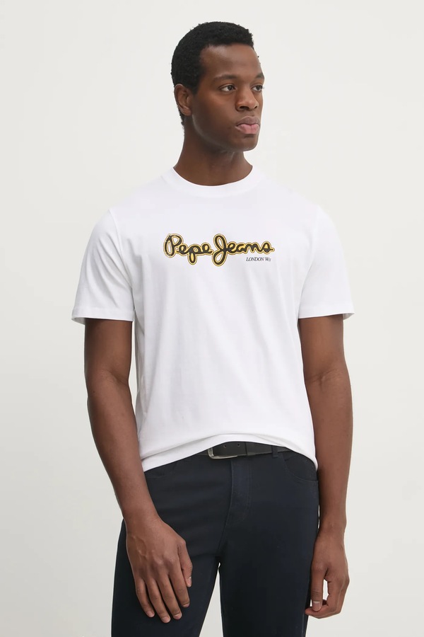 Бавовняна футболка Pepe Jeans DORIAN TEE колір білий