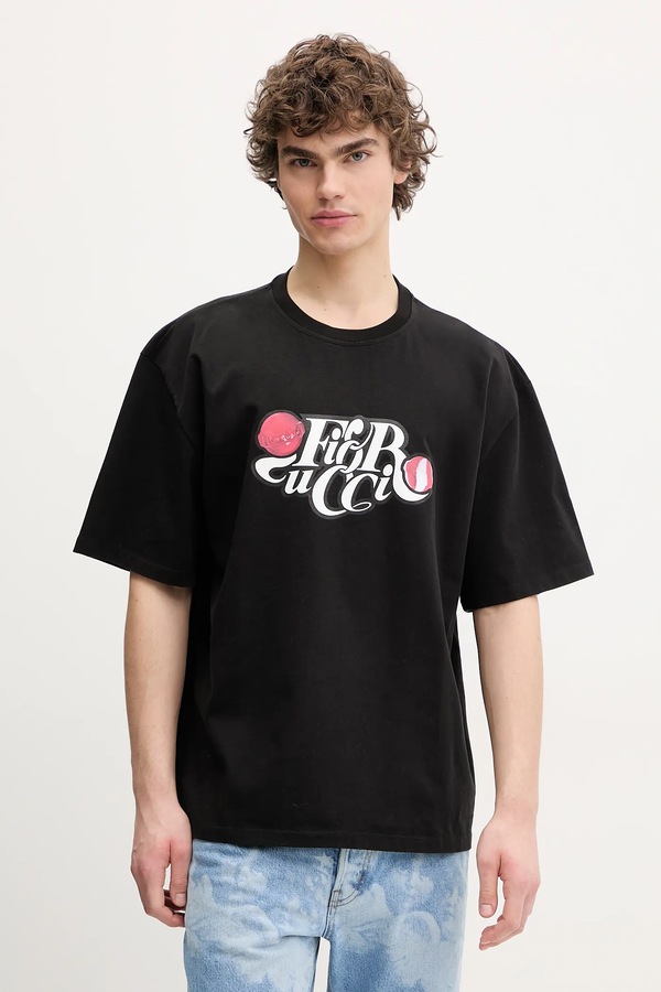 Хлопковая футболка Fiorucci Curly Lollipop Logo Boxy T-Shirt цвет черный