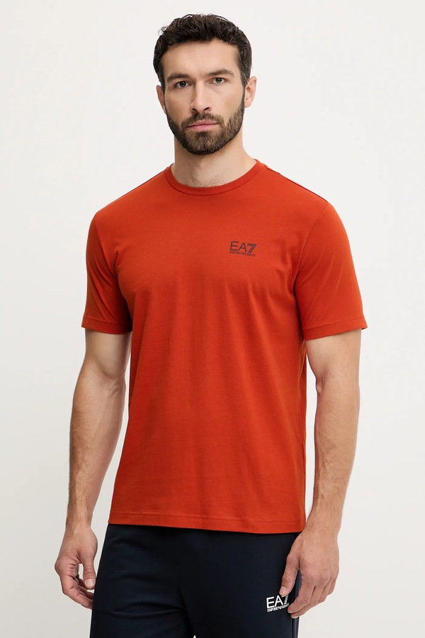 Футболка мужская хлопковая EA7 Emporio Armani цвет оранжевый