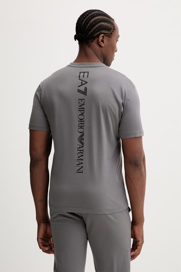 Футболка чоловіча бавовняна EA7 Emporio Armani колір сірий фото 2