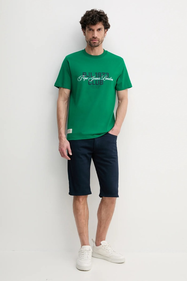 Бавовняна футболка Pepe Jeans TALBOT колір зелений фото 2