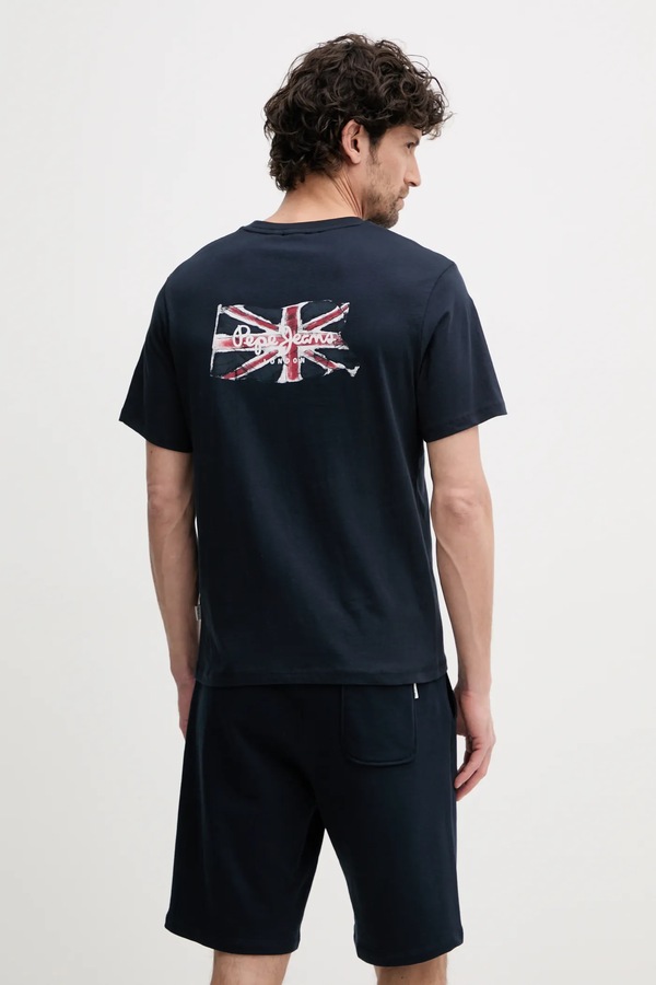 Бавовняна футболка Pepe Jeans BACK CLAG колір синій фото 2