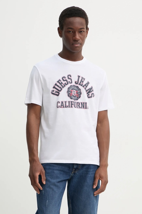 Хлопковая футболка Guess Jeans цвет белый