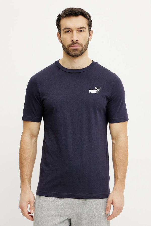 Бавовняна футболка Puma Essential Logo колір синій