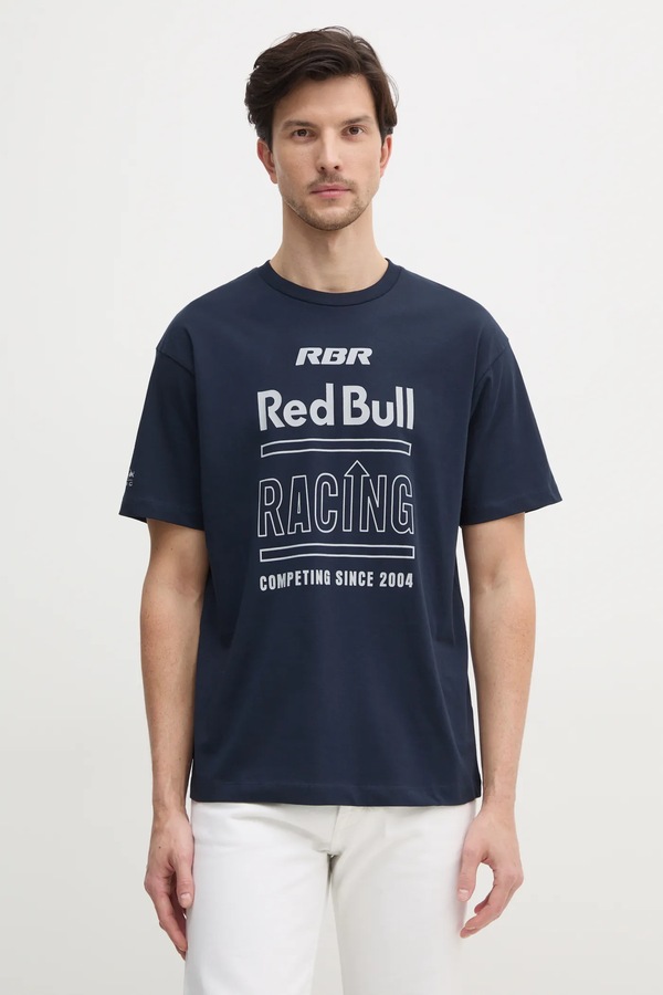 Бавовняна футболка Red Bull Racing x Pepe Jeans RACING HISTORY TEE колір синій