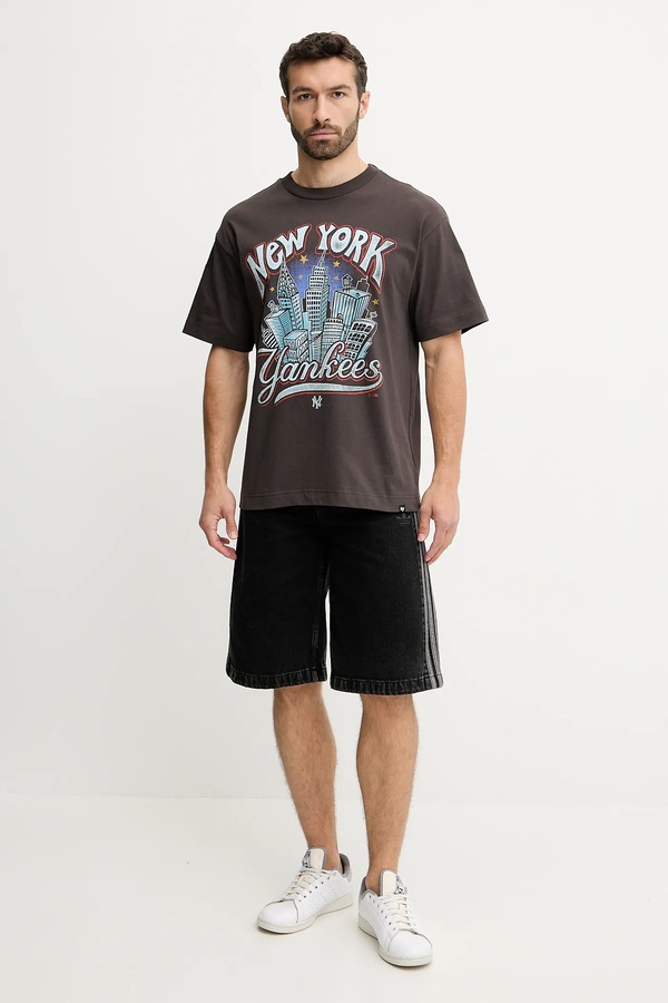 Бавовняна футболка 47 brand MLB New York Yankees колір коричневий фото 2
