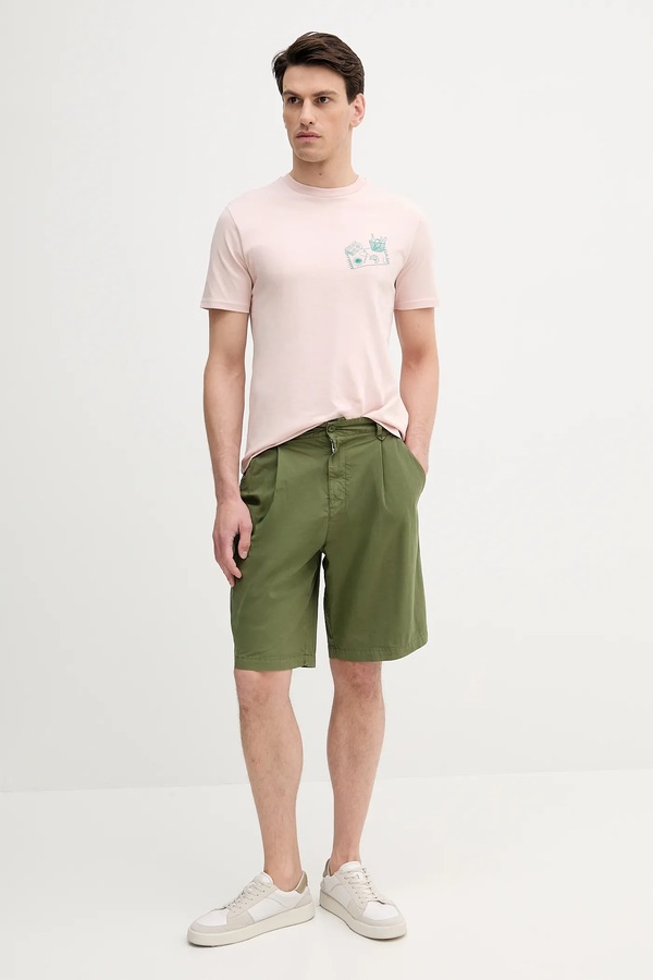Хлопковая футболка United Colors of Benetton цвет бежевый