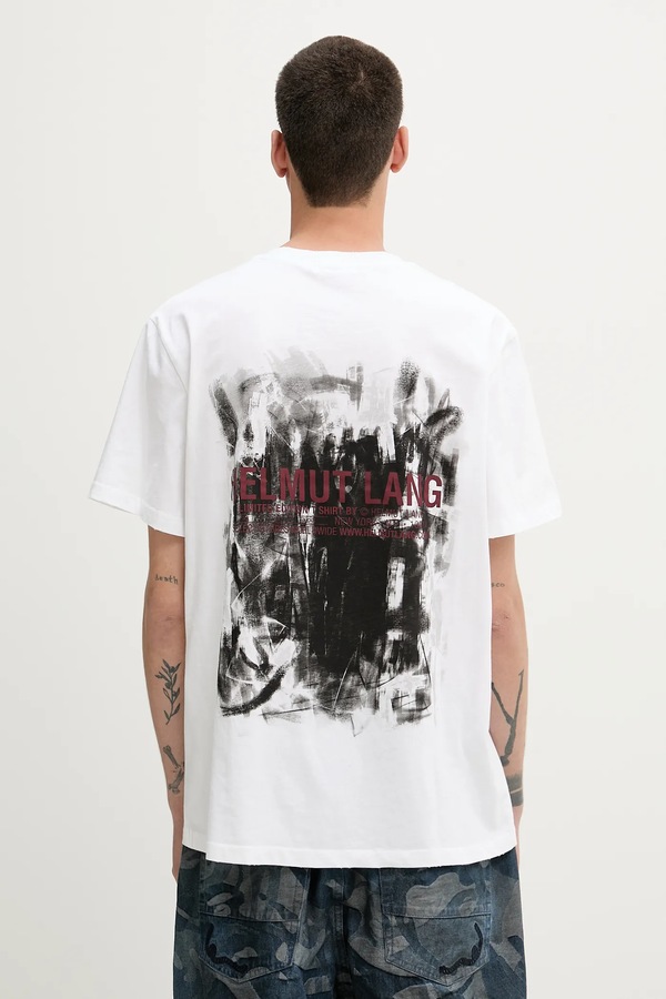 Бавовняна футболка Helmut Lang SCRIBBLE.T3.MAL.LT. колір білий фото 2