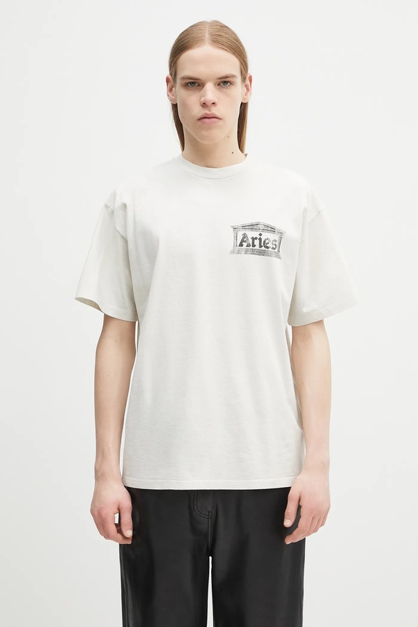 Бавовняна футболка Aries Aged Ancient Temple SS Tee колір бежевий