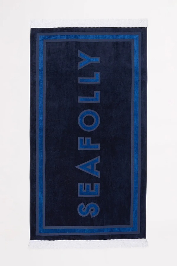 Банний рушник бавовняний Seafolly Summer Solstice колір темно-синій