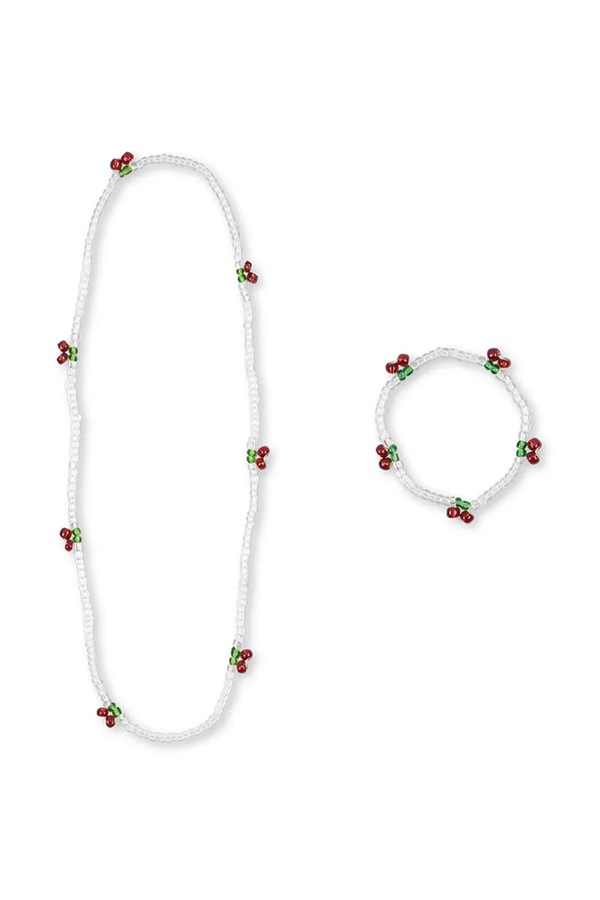 Детский комплект украшений Konges Sløjd PEARLY CHERRY NECKLACE AND BRACELET SET