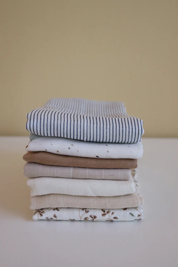 Пелюшка дитяча бавовняна Classic Stripes Blue, Praline, Creme White 3-пак Cam Cam Copenhagen колір блакитний