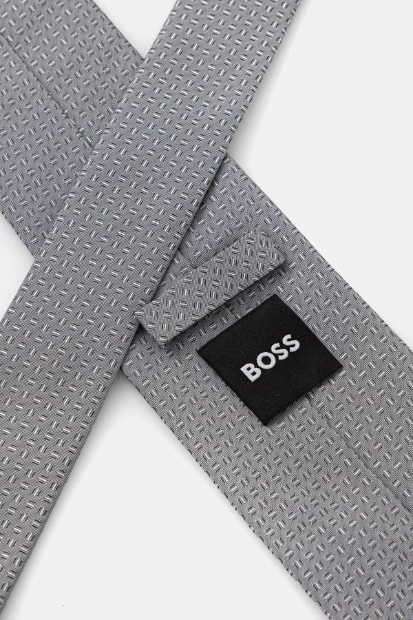 Галстук из добавлением шелка BOSS H-TIE CM 7.5 253 цвет серый