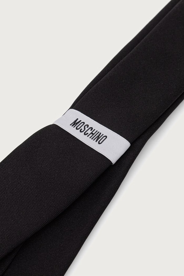 Краватка чоловіча шовкова Moschino колір чорний фото 3