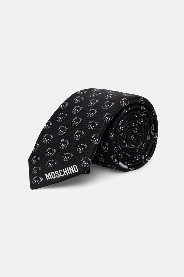 Краватка чоловіча шовкова Moschino колір чорний фото 2