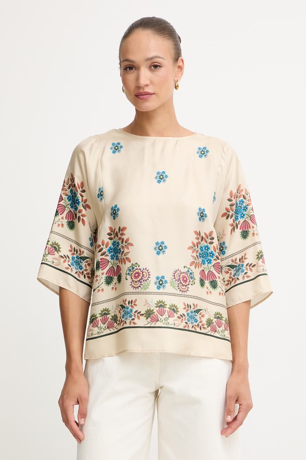 Блузка жіноча шовкова Weekend Max Mara SAMBA колір бежевий