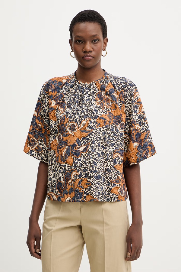 Хлопковая блузка Weekend Max Mara QUAGLIA цвет синий