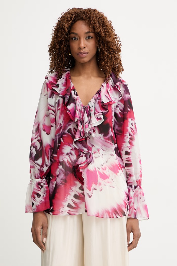 Блузка із рюшами жіноча Marciano by Guess ADELA колір рожевий