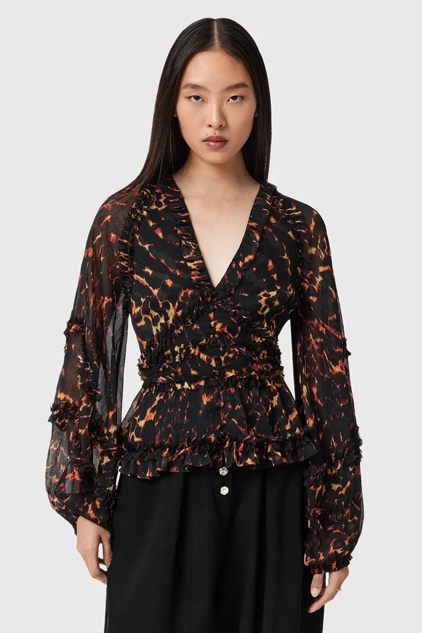 Блузка AllSaints колір коричневий