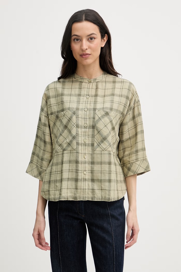 Сорочка жіноча лляна Barbour Orla колір зелений