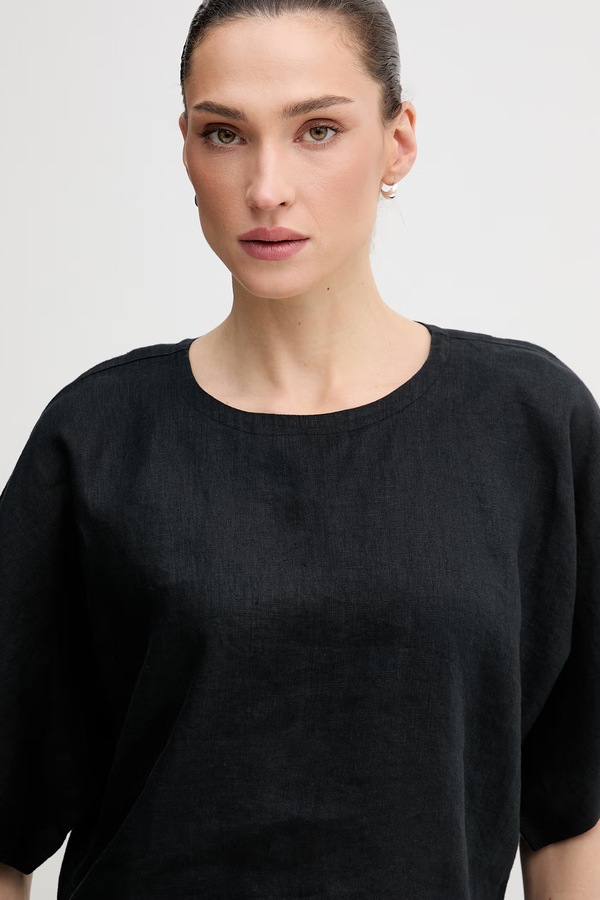Блузка жіноча лляна DKNY колір чорний фото 4