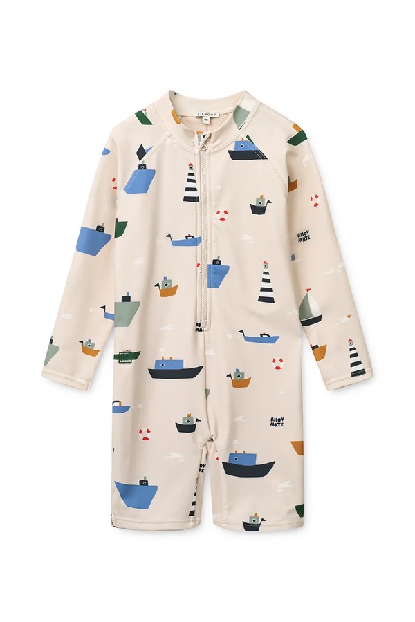 Пляжный комбинезон детский Liewood Max Printed LS Swim Jumpsuit цвет бежевый