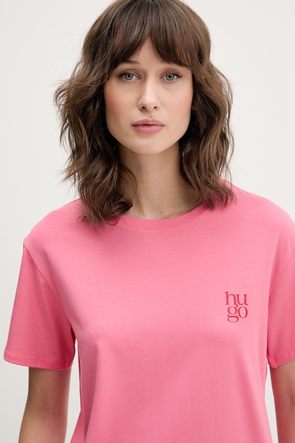 Футболка жіноча з модалем HUGO CASUAL T-SHIRT колір рожевий фото 4