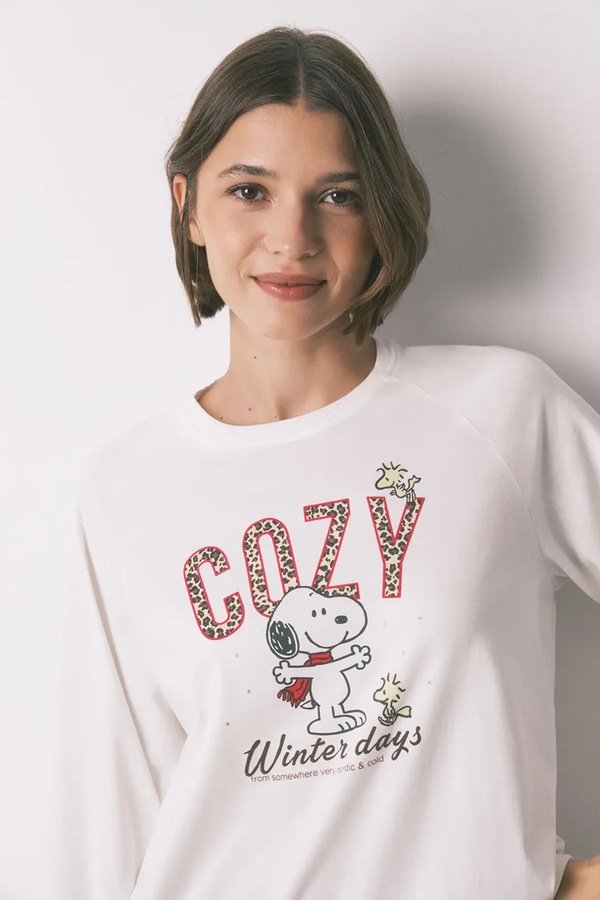Бавовняна піжама women'secret SNOOPY колір бежевий фото 4