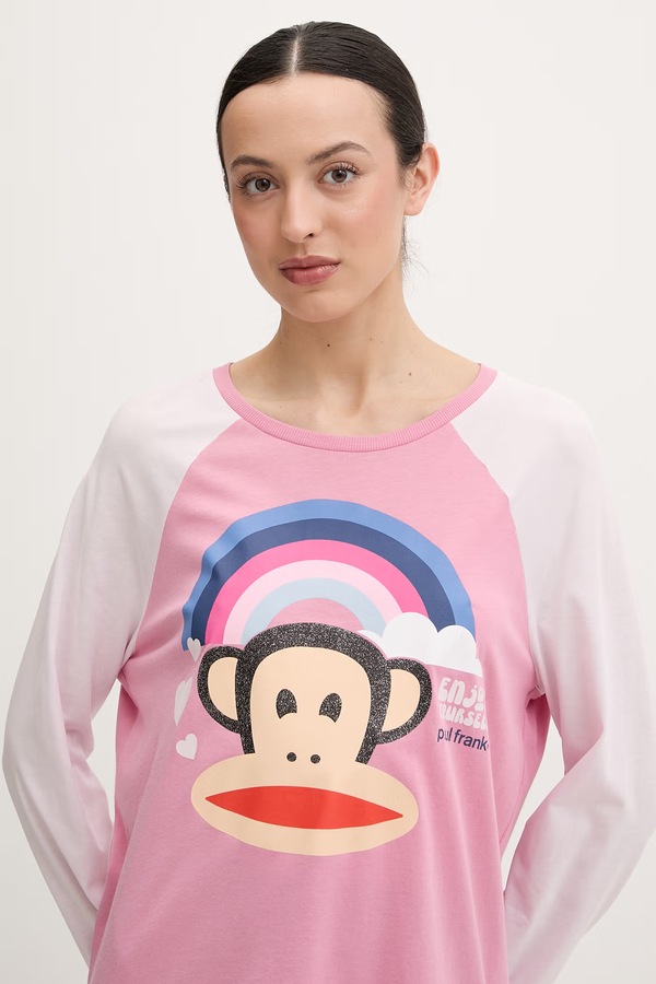Піжамний лонгслів жіночий з віскозою United Colors of Benetton колір рожевий фото 4