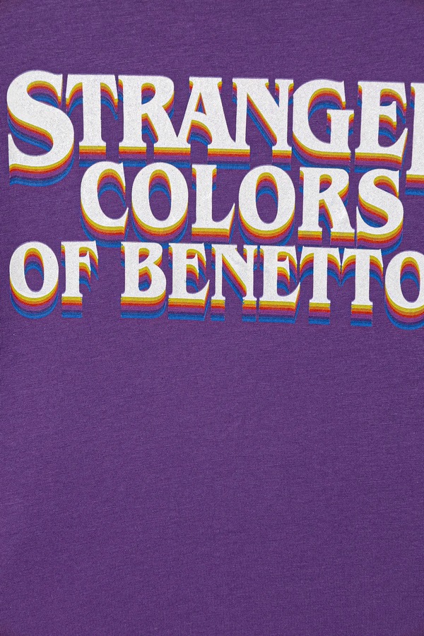 Детская хлопковая пижама United Colors of Benetton цвет фиолетовый фото 2