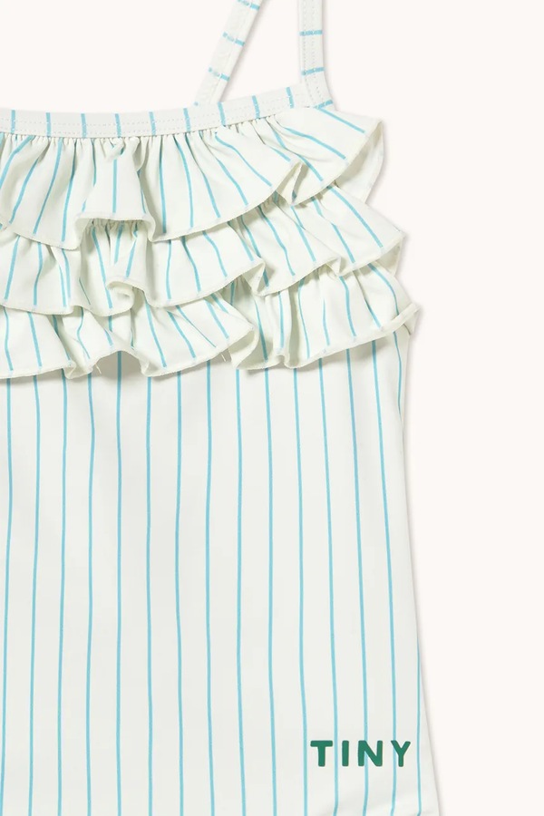 Суцільний дитячий купальник Tinycottons CYAN FINE STRIPES SWIMSUIT колір білий фото 2
