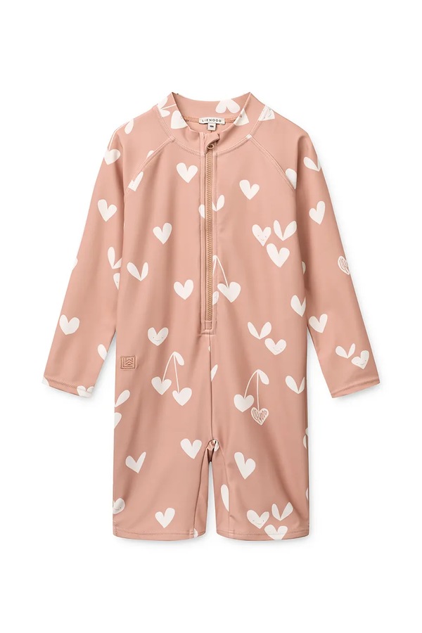 Пляжний комбінезон дитячий Liewood Max Printed LS Swim Jumpsuit колір рожевий