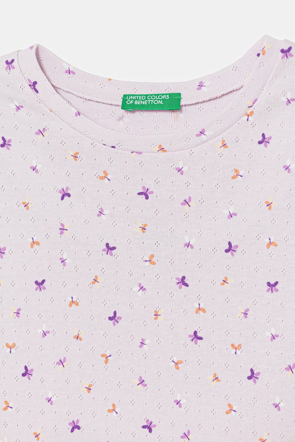 Роздільна піжама дитяча бавовняна United Colors of Benetton колір рожевий фото 3