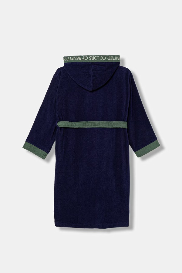 Махровый халат детский хлопковый United Colors of Benetton цвет темно-синий