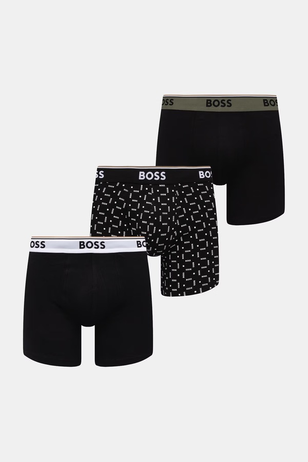 Боксери чоловічі з бавовною BOSS BoxerBr 3P Power Des 3-pack колір чорний