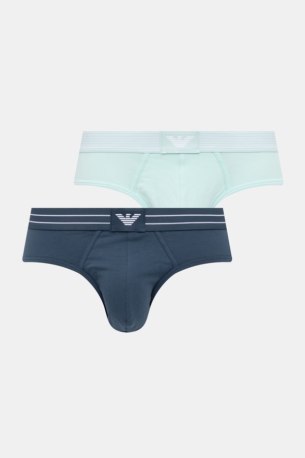 Слипы мужские хлопковые с эластаном 2 шт. Emporio Armani Underwear цвет зеленый